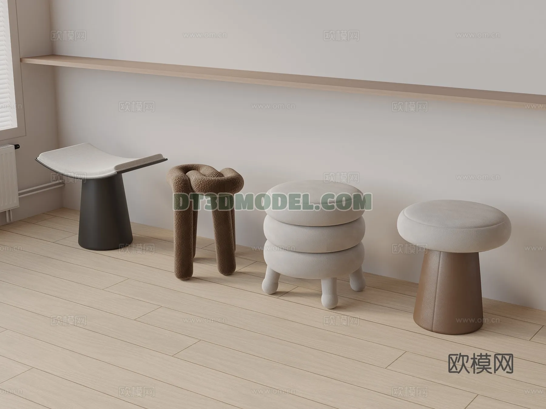 FURNITURE - BEDSIDE TABLE - 3D Model For Interior Design - 2094