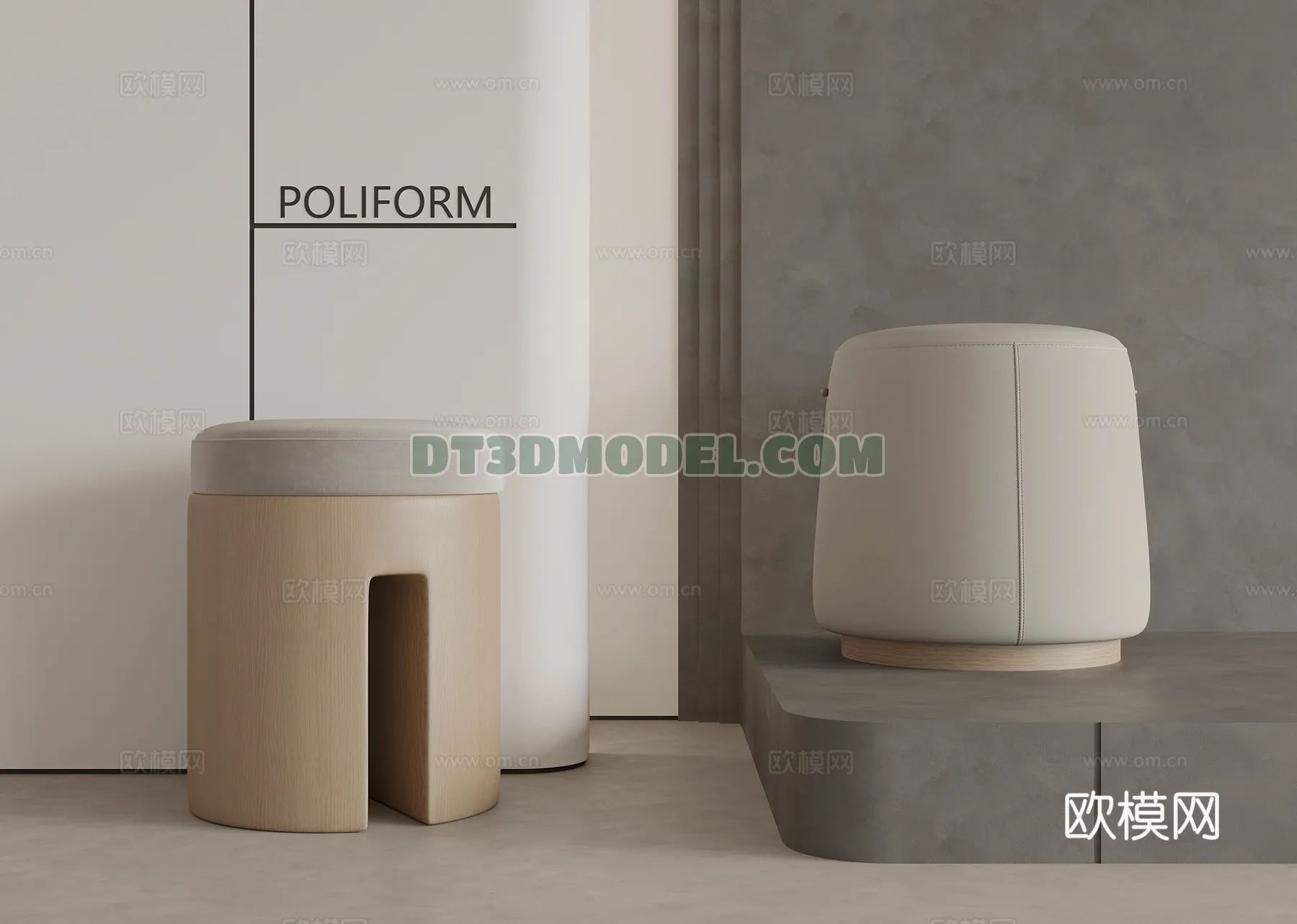 FURNITURE - BEDSIDE TABLE - 3D Model For Interior Design - 2096