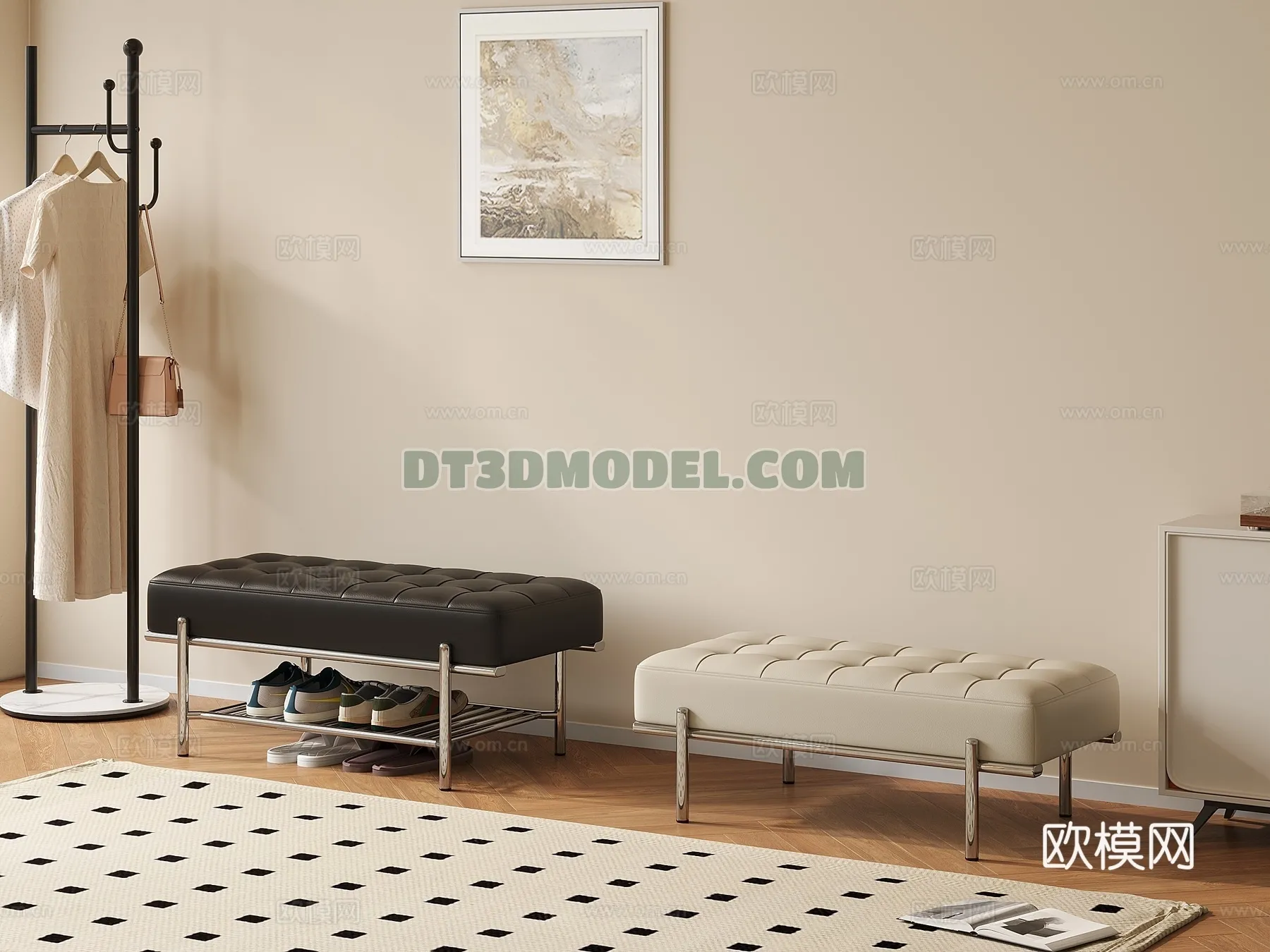 FURNITURE - BEDSIDE TABLE - 3D Model For Interior Design - 2110