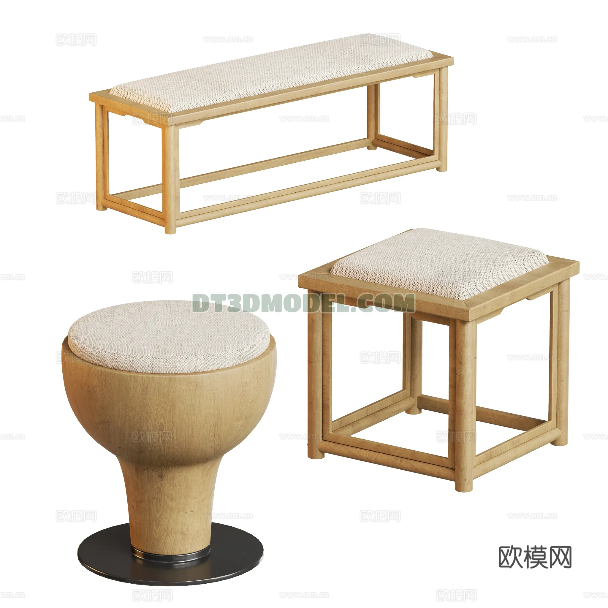 FURNITURE - BEDSIDE TABLE - 3D Model For Interior Design - 2119