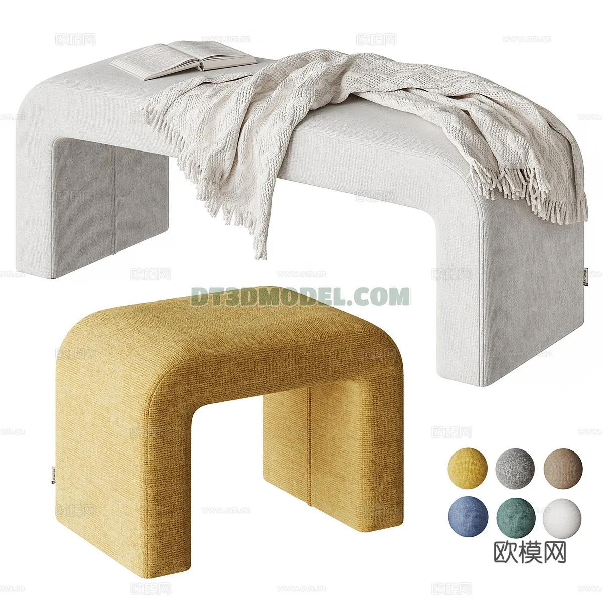 FURNITURE - BEDSIDE TABLE - 3D Model For Interior Design - 2136