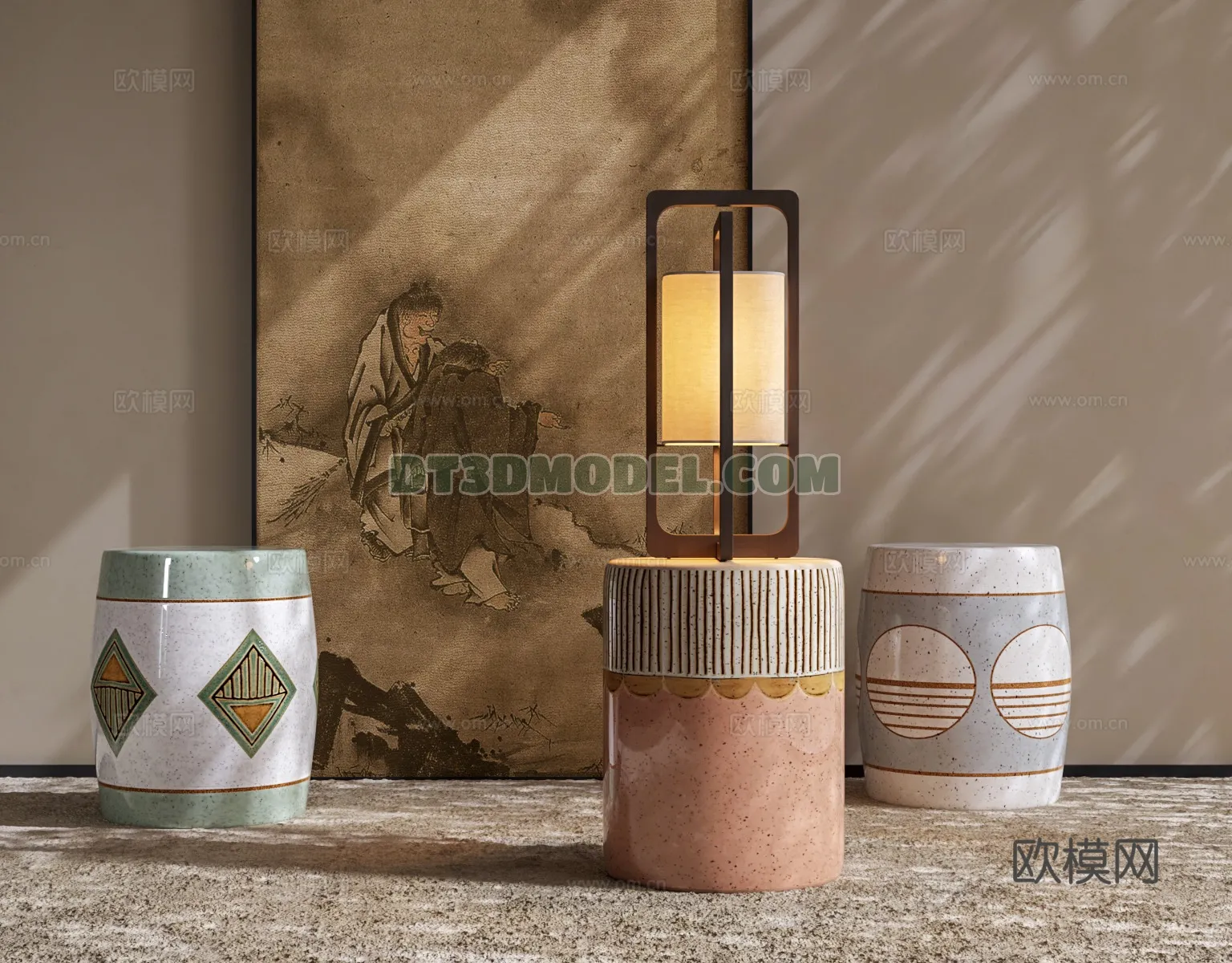 FURNITURE - BEDSIDE TABLE - 3D Model For Interior Design - 2144