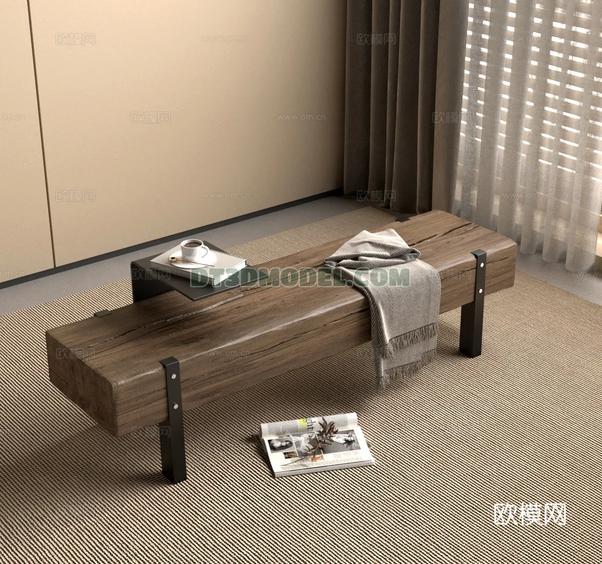 FURNITURE - BEDSIDE TABLE - 3D Model For Interior Design - 2150