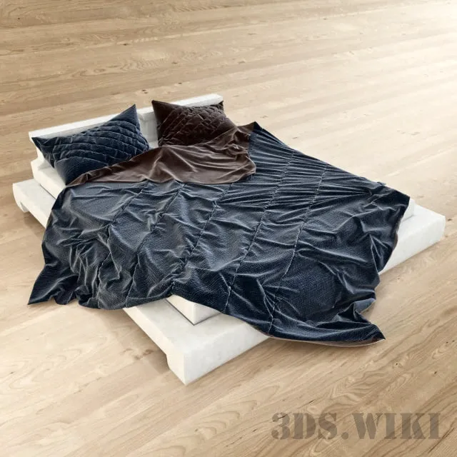 furniture - Bedspread and pillows with bed 3D Model