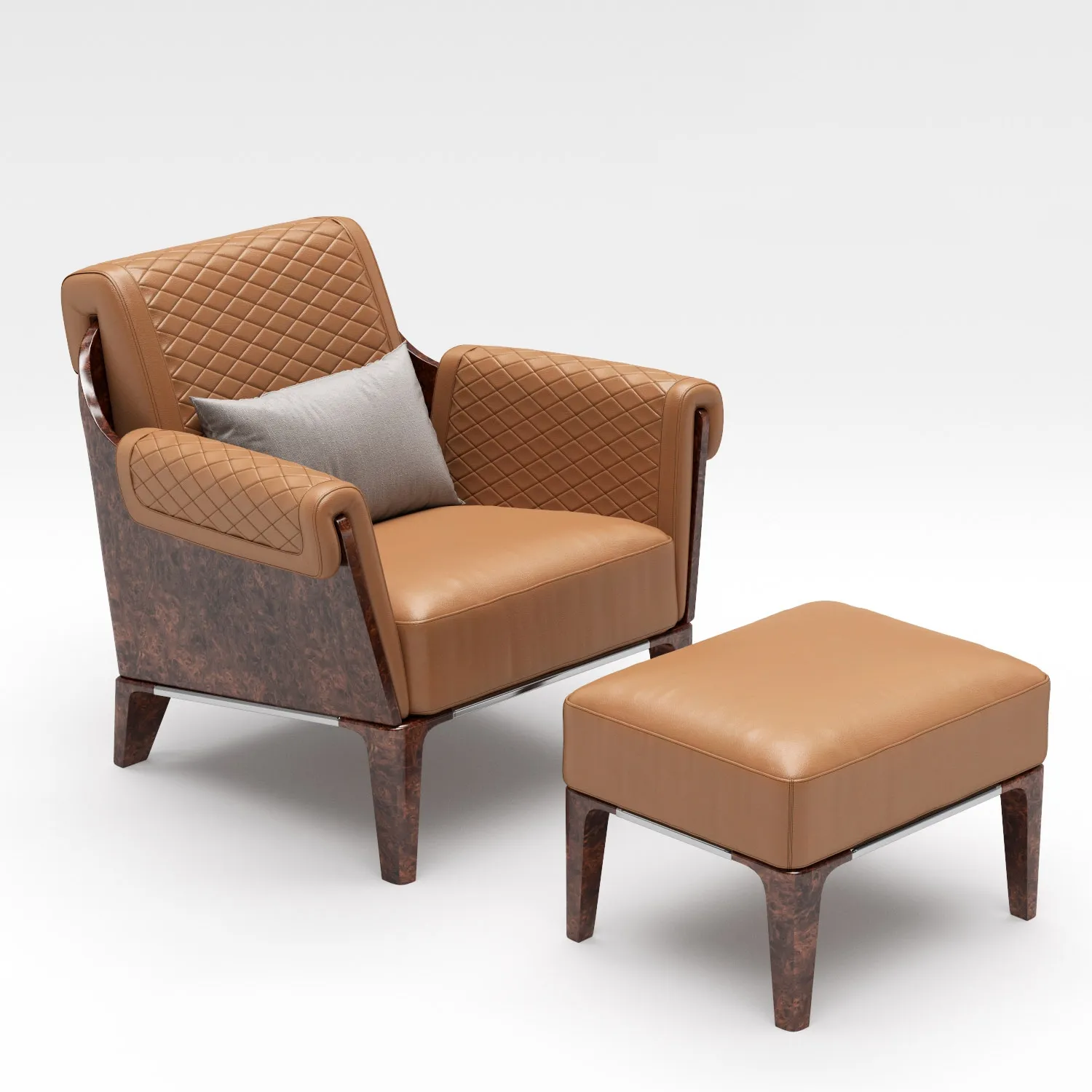 furniture - Bentley Home Sherwood ottoman with armchair 3D Model