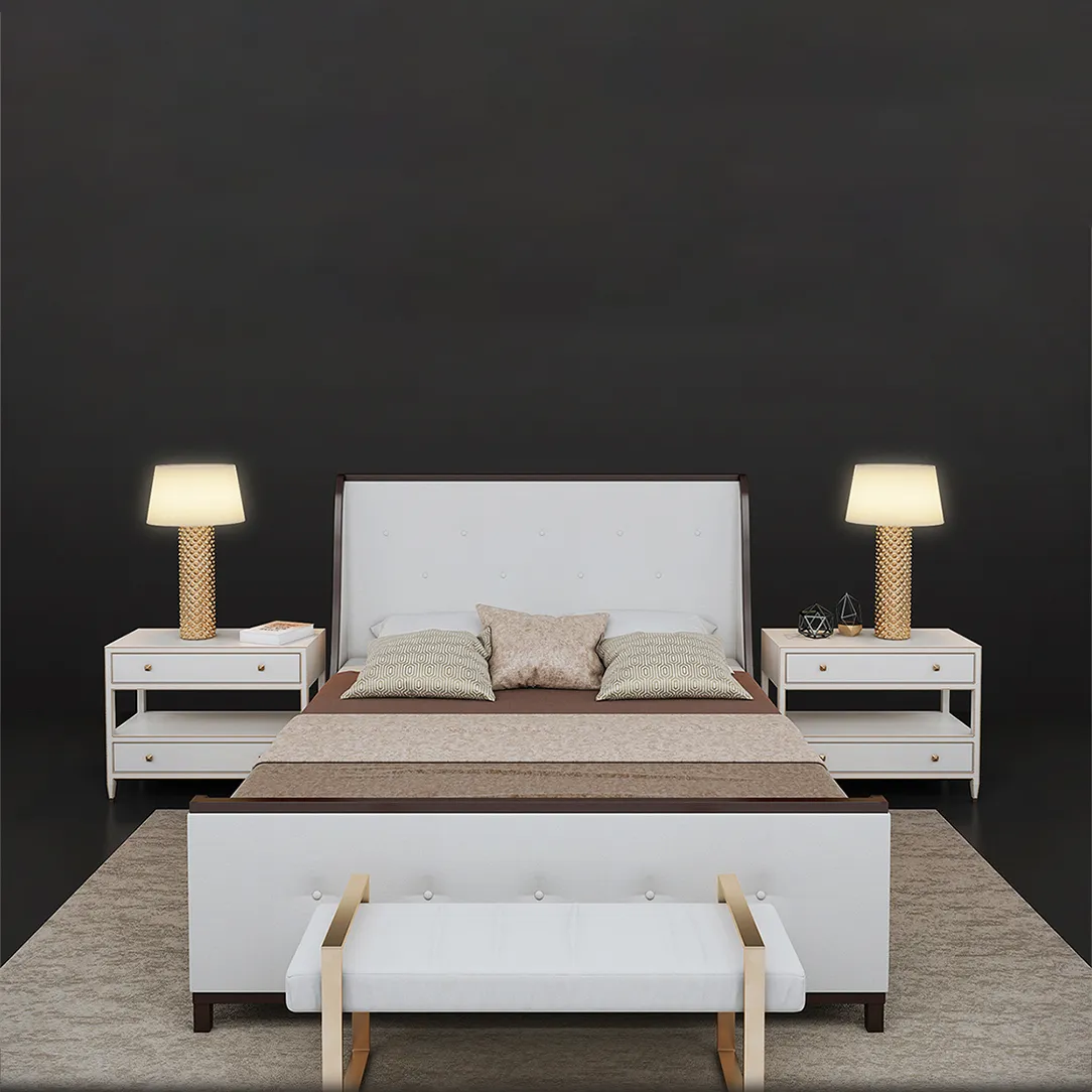 furniture - Bernhardt Jet bed + Arteriors Shell lamp 3D Model