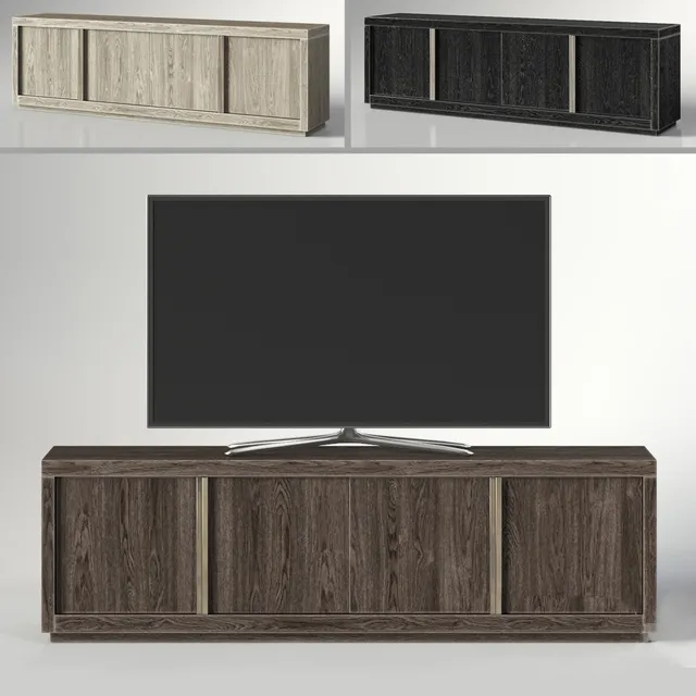 furniture - Bezier panel  4-door media  console 3D Model
