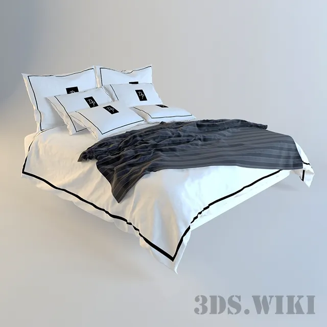 furniture - Black and white bedding 3D Model