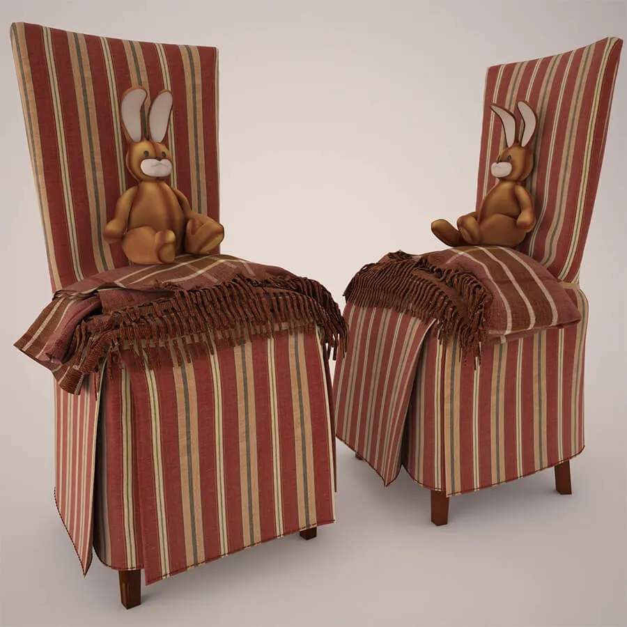 furniture - blanket with a toy on a chair 3D Model