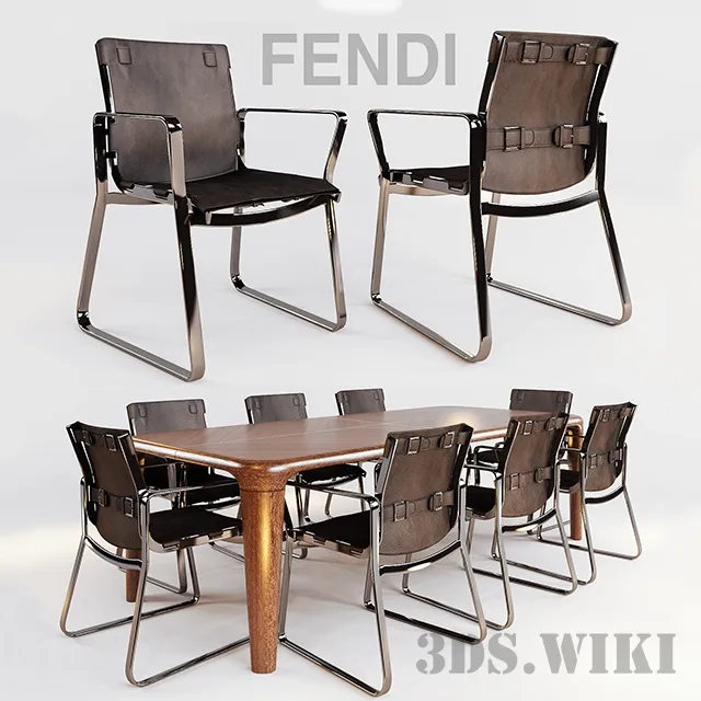 furniture - Blixen armchair and Serengeti table by Fendi Casa 3D Model