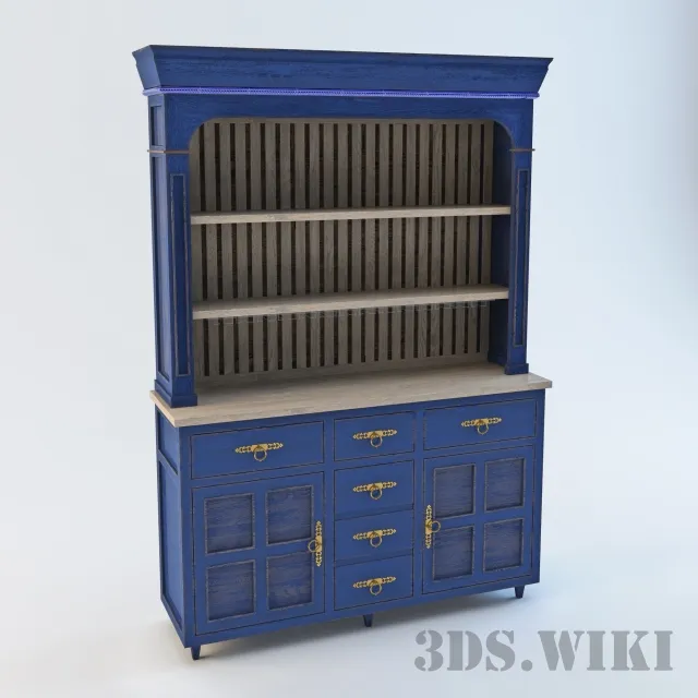 furniture - Blue Wardrobe Showcase 3D Model