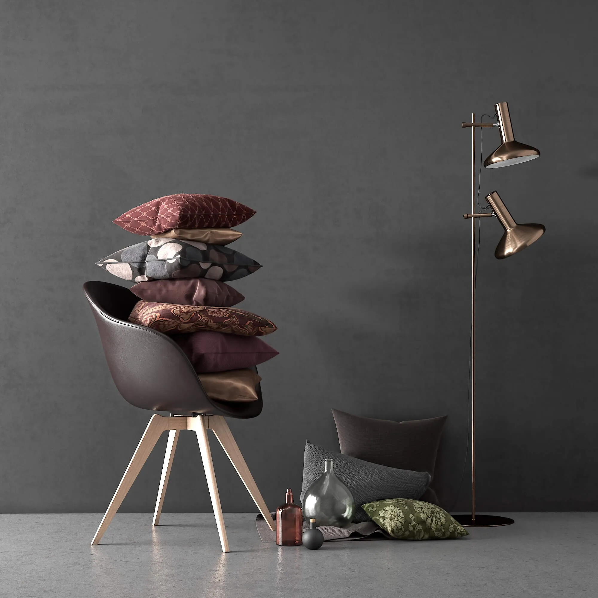 furniture - BoConcept Set Adelaide Chair and  duo Stehlampe 3D Model