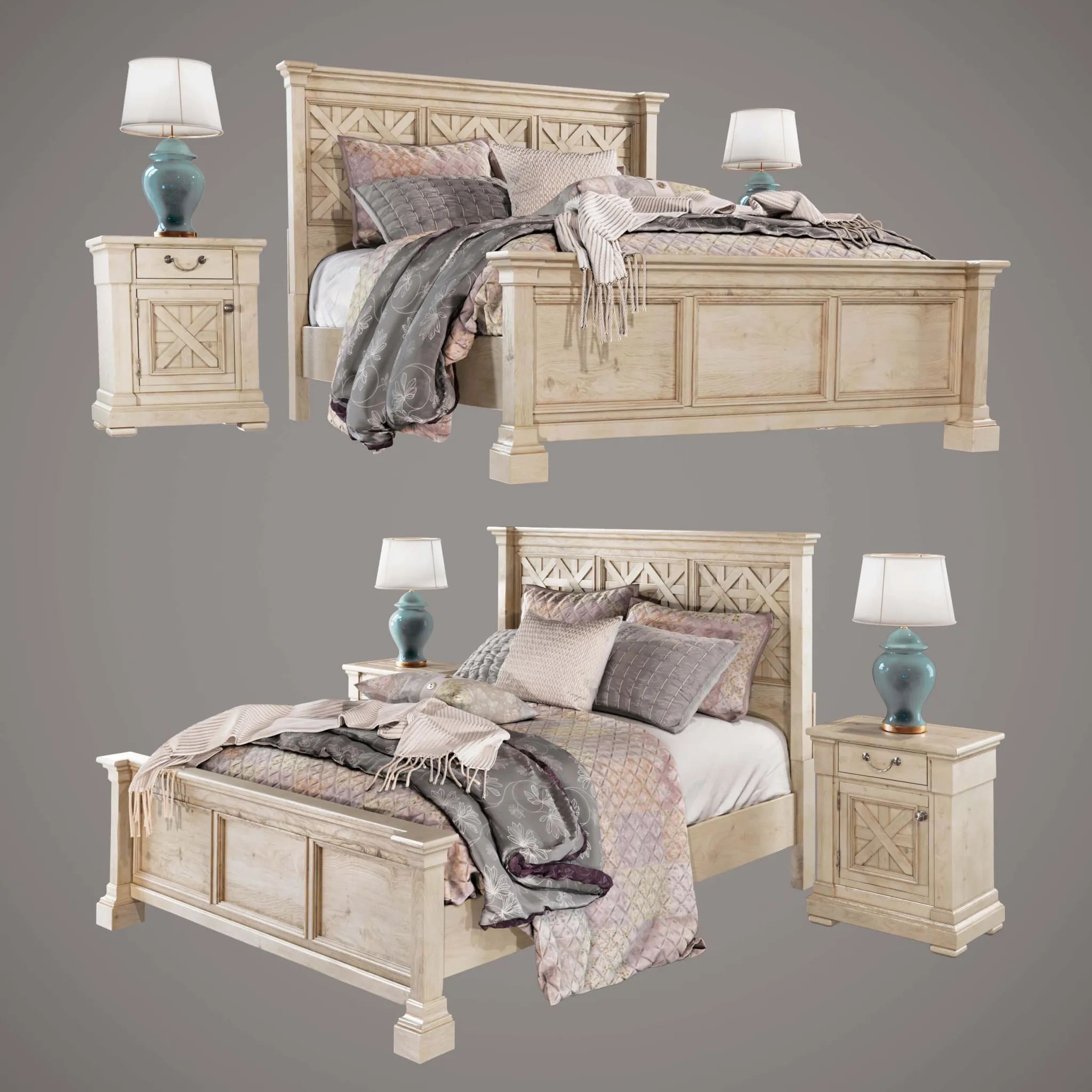 furniture - Bolanburg Queen bed 05 3D Model