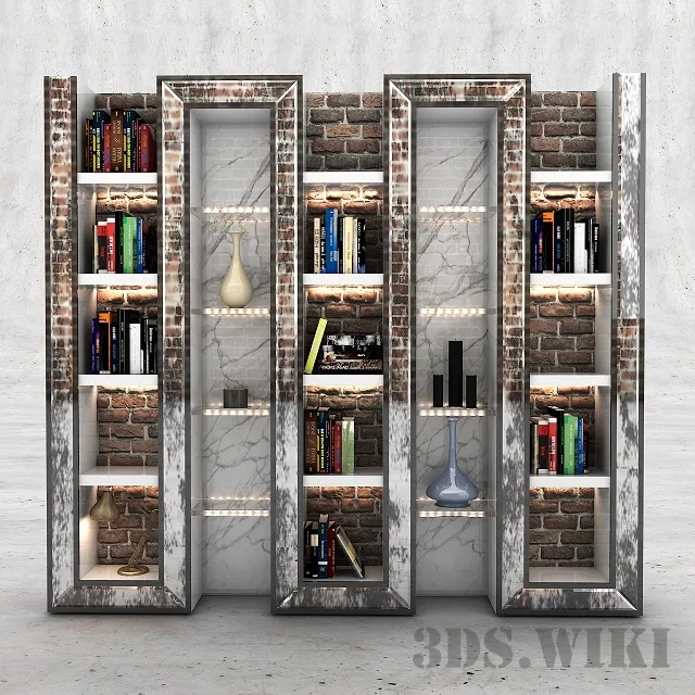 furniture - Brick bookshelf 3D Model