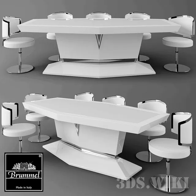 furniture - Brummel bar with chairs 3D Model