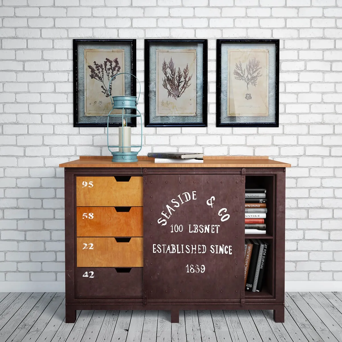 furniture - Buffet Industrial Rust Iron 3D Model