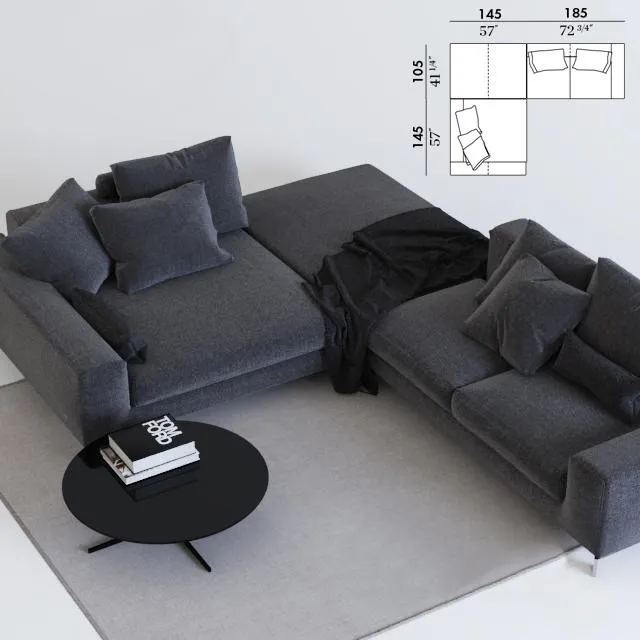 furniture - Busnelli take it  easy sofa  + coffee table 3D Model