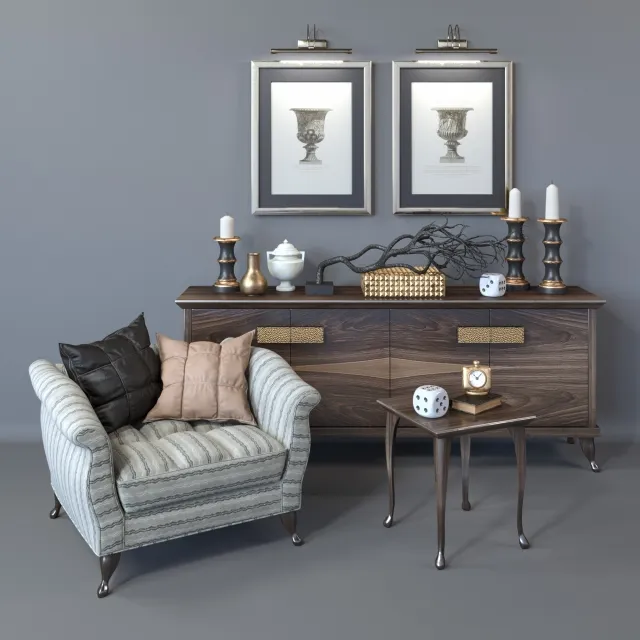 furniture - Cabinet table and armchair Casa Statu 3D Model