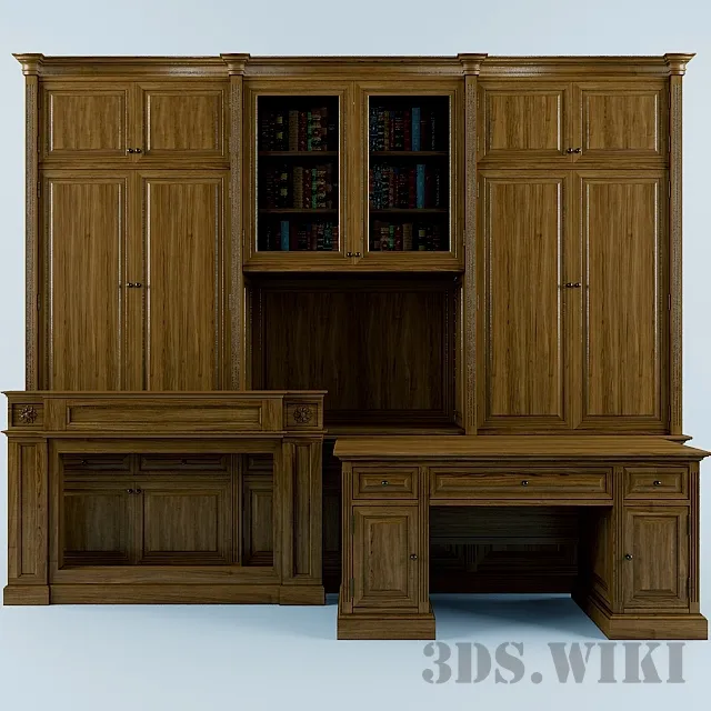 furniture - Cabinet Table and Fireplace Facing 3D Model