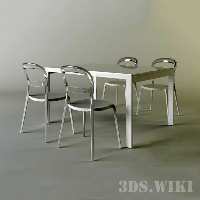 furniture - Calligaris Key table Wien chair 3D Model