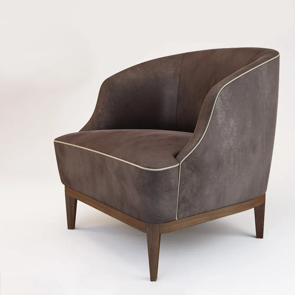 furniture - Camel Velvet armchair 48 3D Model