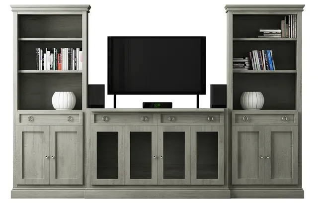 furniture - Cameo 4-Piece Grey Storage bookcase entertainment 3D Model