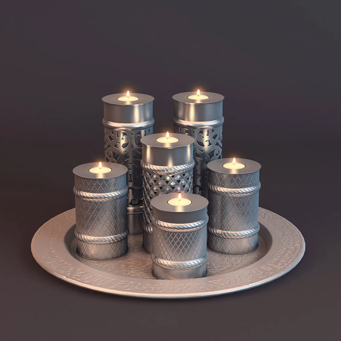 furniture - Candle set 03 3D Model
