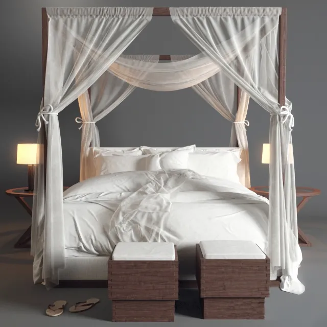 furniture - Canopy bed 1002 3D Model