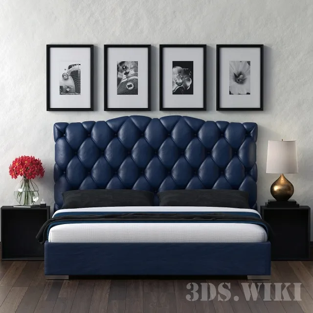 furniture - Cantori bed with carriage tie 3D Model