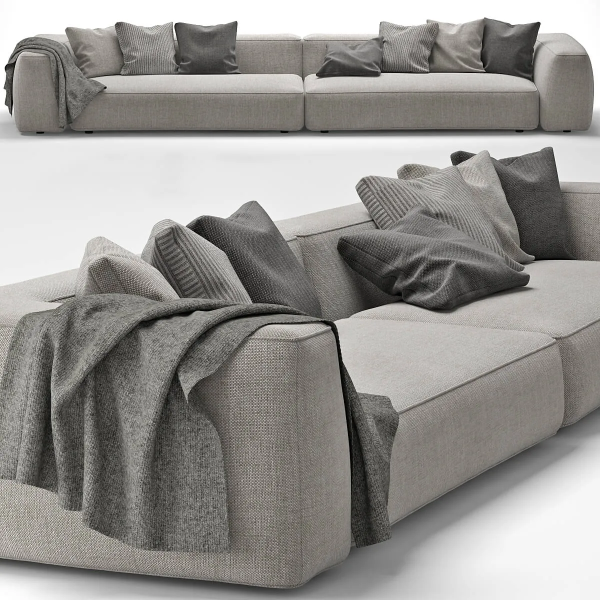 furniture - Capitone gray sofa 05 3D Model