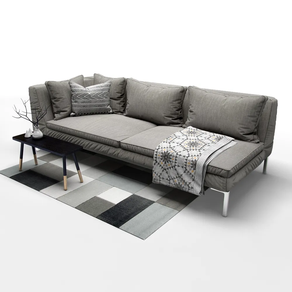 furniture - Capitone gray sofa 07 3D Model