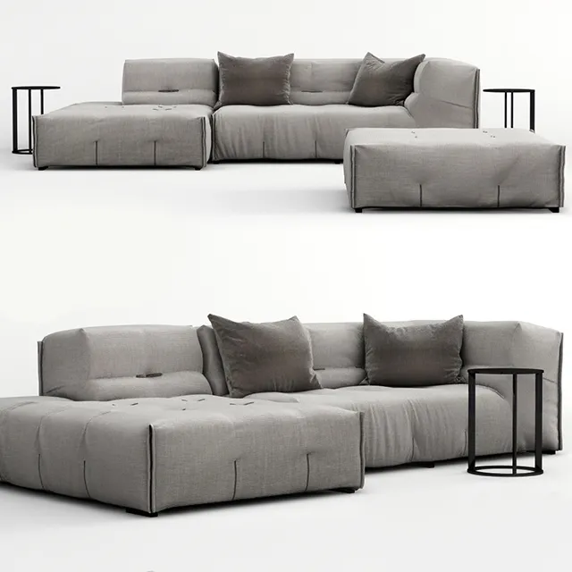 furniture - Capitone gray sofa 08 3D Model