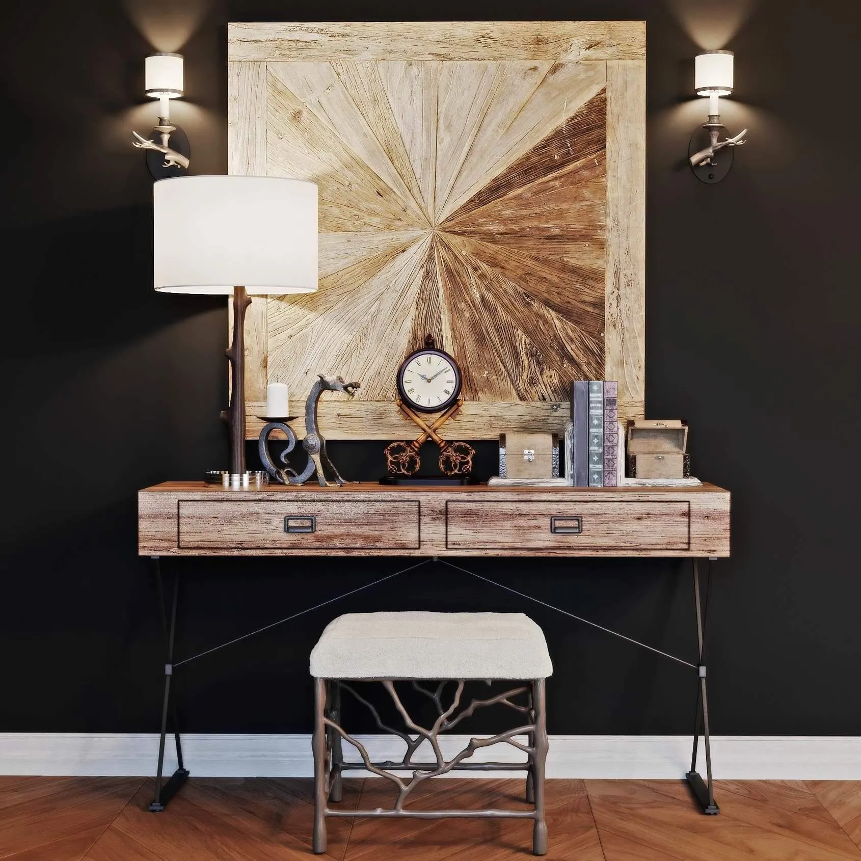 furniture - Caracole chair and  LoftDesigne console with decor 3D Model