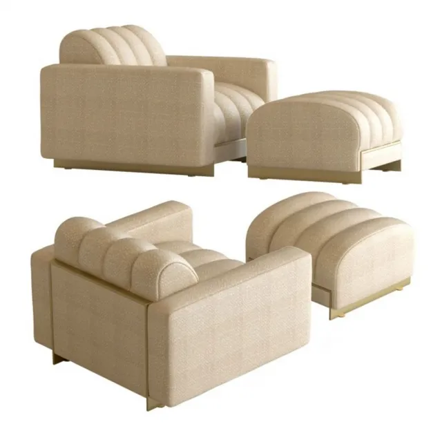 furniture - Caracole  the well - balanced chair and pouf 3D Model