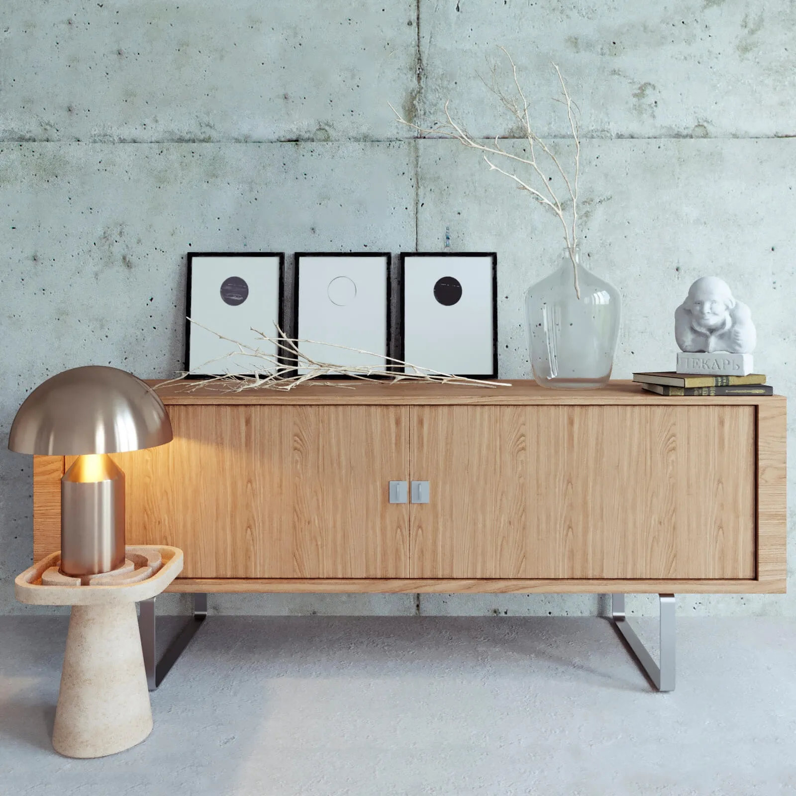 furniture - Carl Hansen Credenza decor set 3D Model