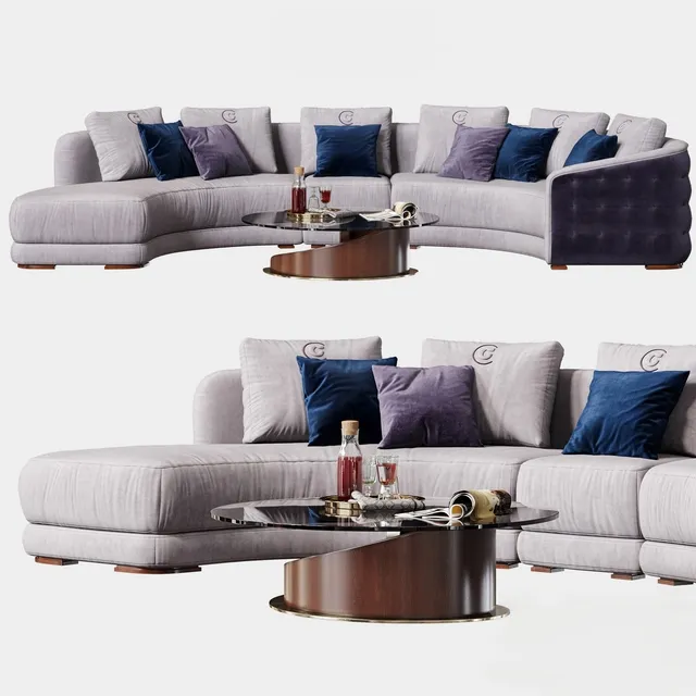 furniture - Carpanelli Contemporary Desyo Sofa Curved Table Minerva 3D Model