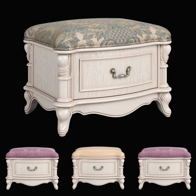 furniture - Carpenter Casual chair foot stool with one drawer 680x480x469 230 3D Model