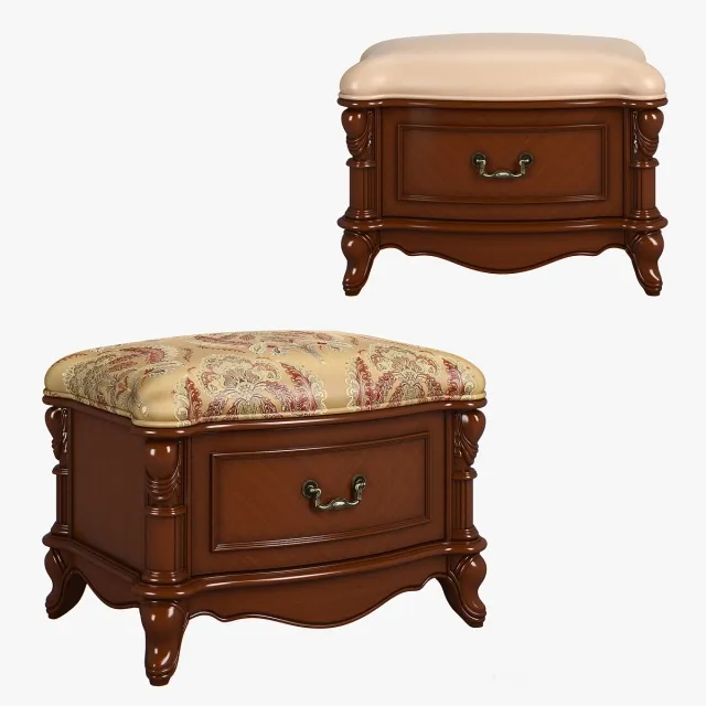 furniture - Carpenter Casual chair footstool with one drawer 680x480x469 2301 3D Model