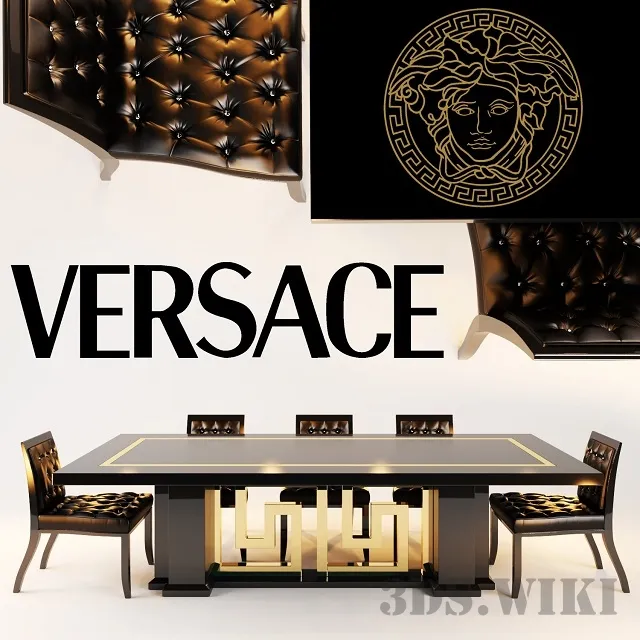 furniture - CARTESIO dining table and Versace SHADOW chair 3D Model