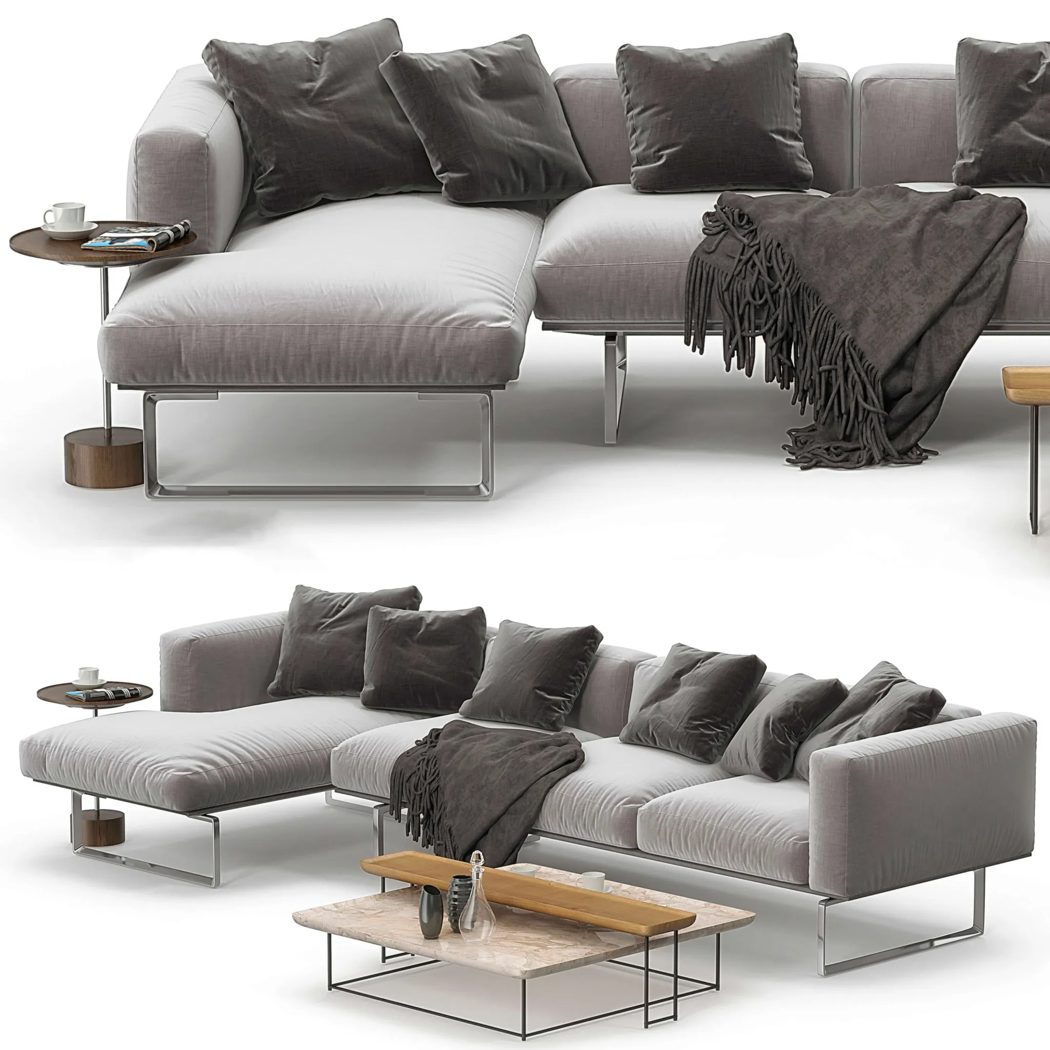furniture - Cassina 206 sofa corner set 3D Model