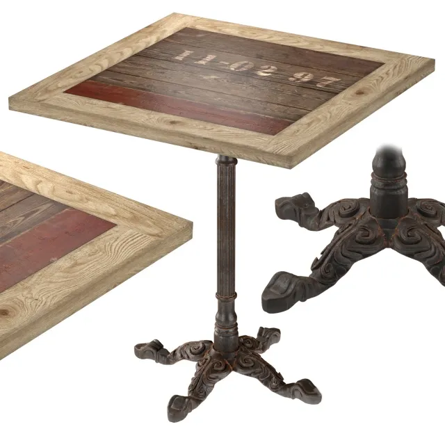 furniture - Cast Iron and large restaurant table square 1 3D Model