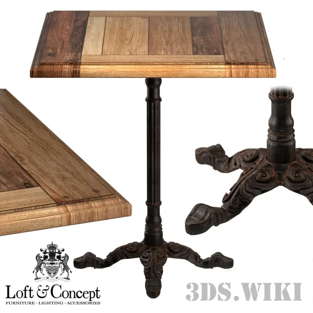 furniture - CAST IRON AND OAK RESTAURANT TABLE 3D Model