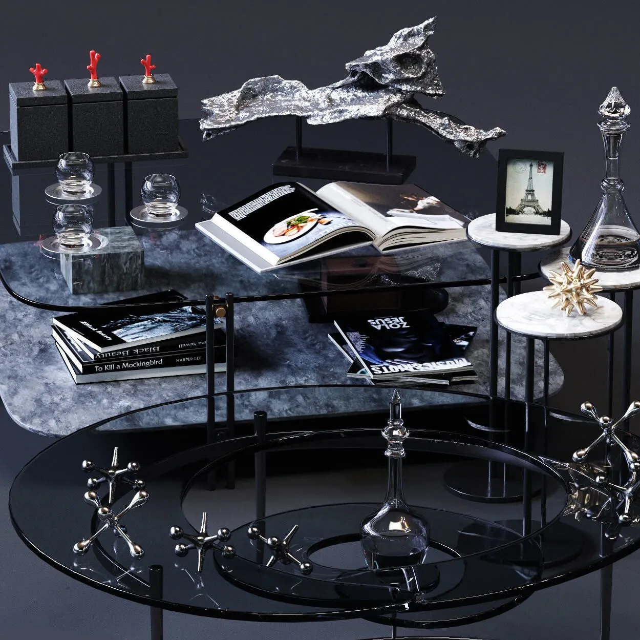 furniture - Cattelan Italia coffee tables set 01 3D Model