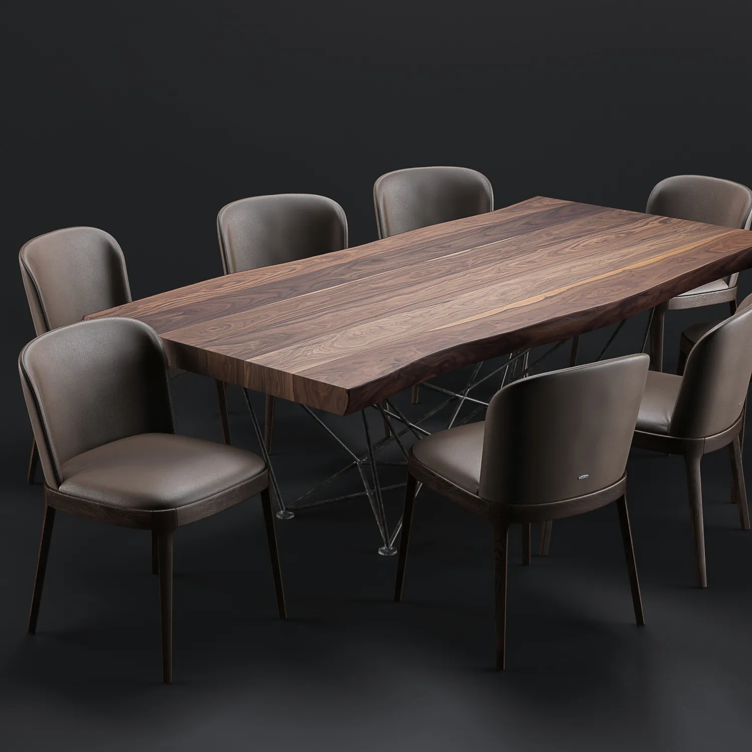 furniture - Cattelan table with chairs 07 3D Model