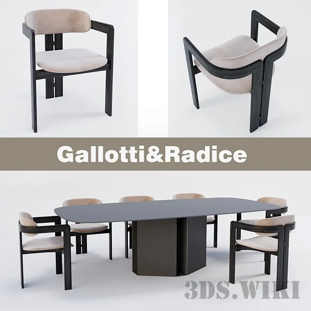 furniture - Chair Gallotti & Radice 0414 with table 3D Model