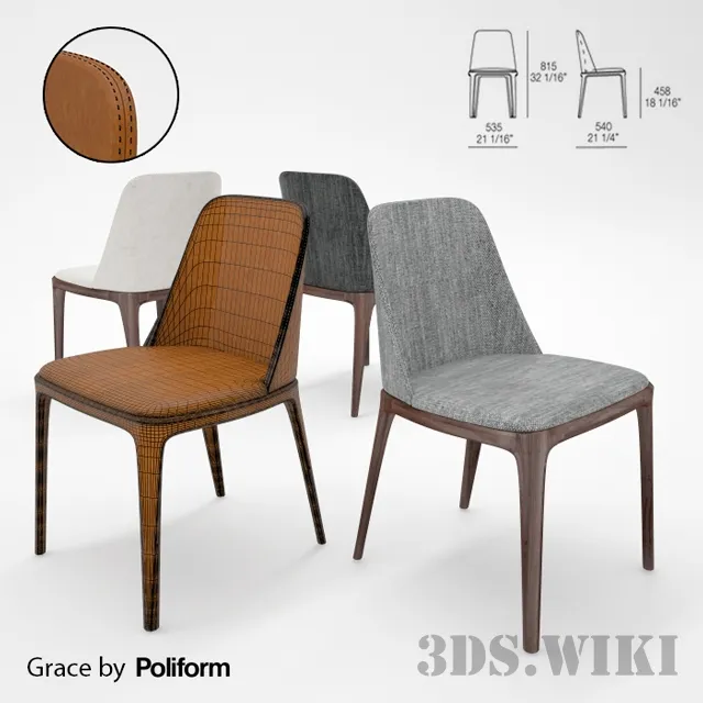 furniture - Chair Grace by Poliform 3D Model