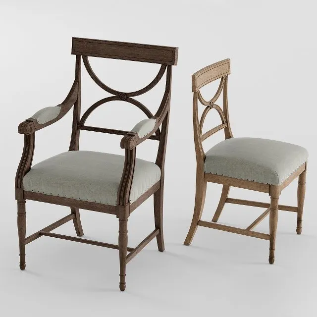 furniture - Chair Gustavian x-back by Restoration Hardware 3D Model