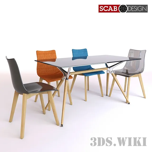 furniture - Chair NATURAL ZEBRA ANTISHOCK Table NATURAL METROPOLIS 3D Model