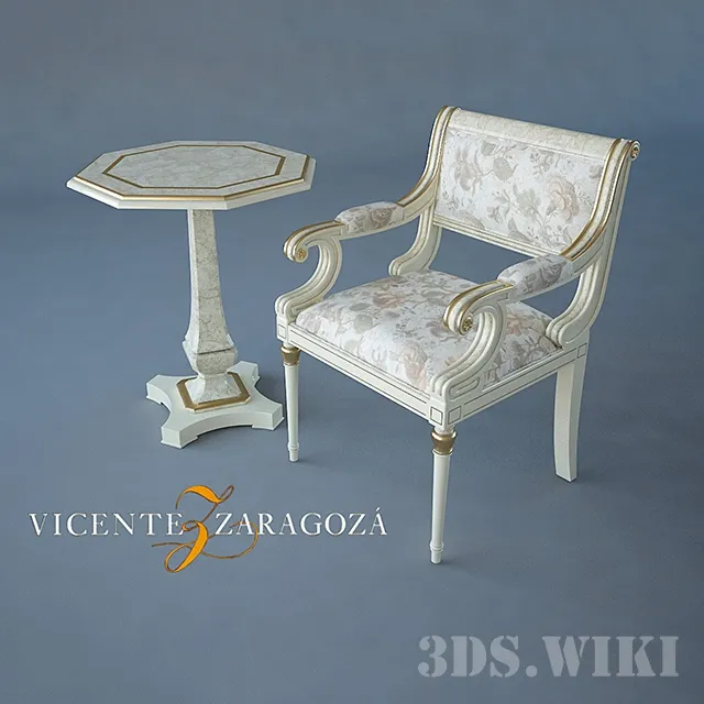 furniture - Chair Vicente Zaragoza Verona with Table 3D Model