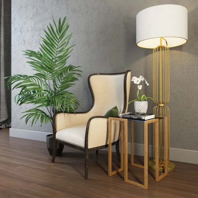 furniture - chair with decorative set 3D Model